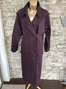 Vintage Women's Double-Breasted Trench Coat - Plum